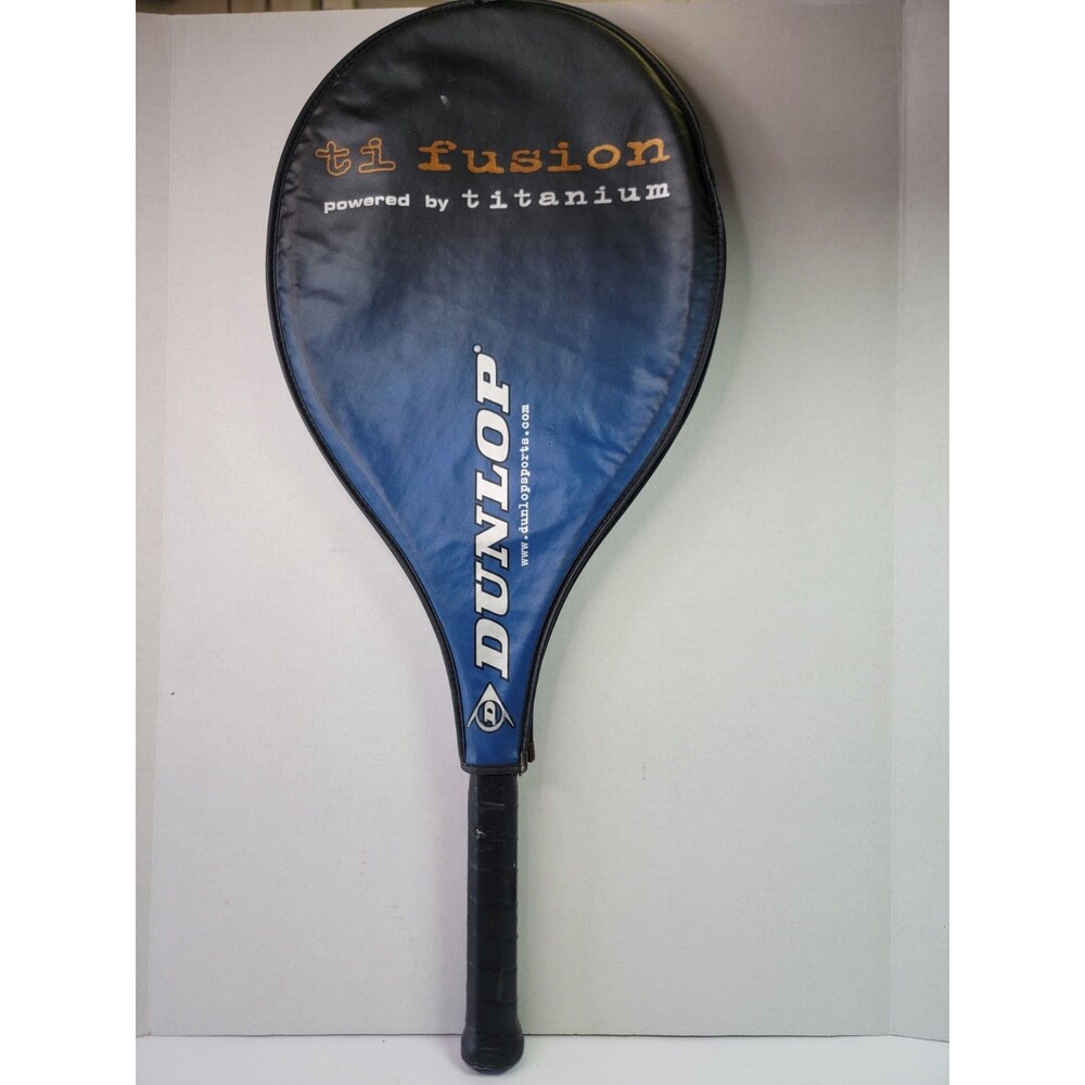 Dunlop Ti Fusion Titanium Tennis Racquet 108” Head w/ Cover Blue Black Used